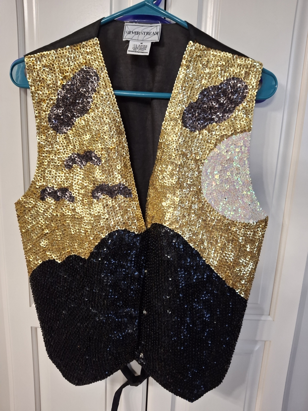 Sequin Gold & Black Evening Vest by Silver Stream